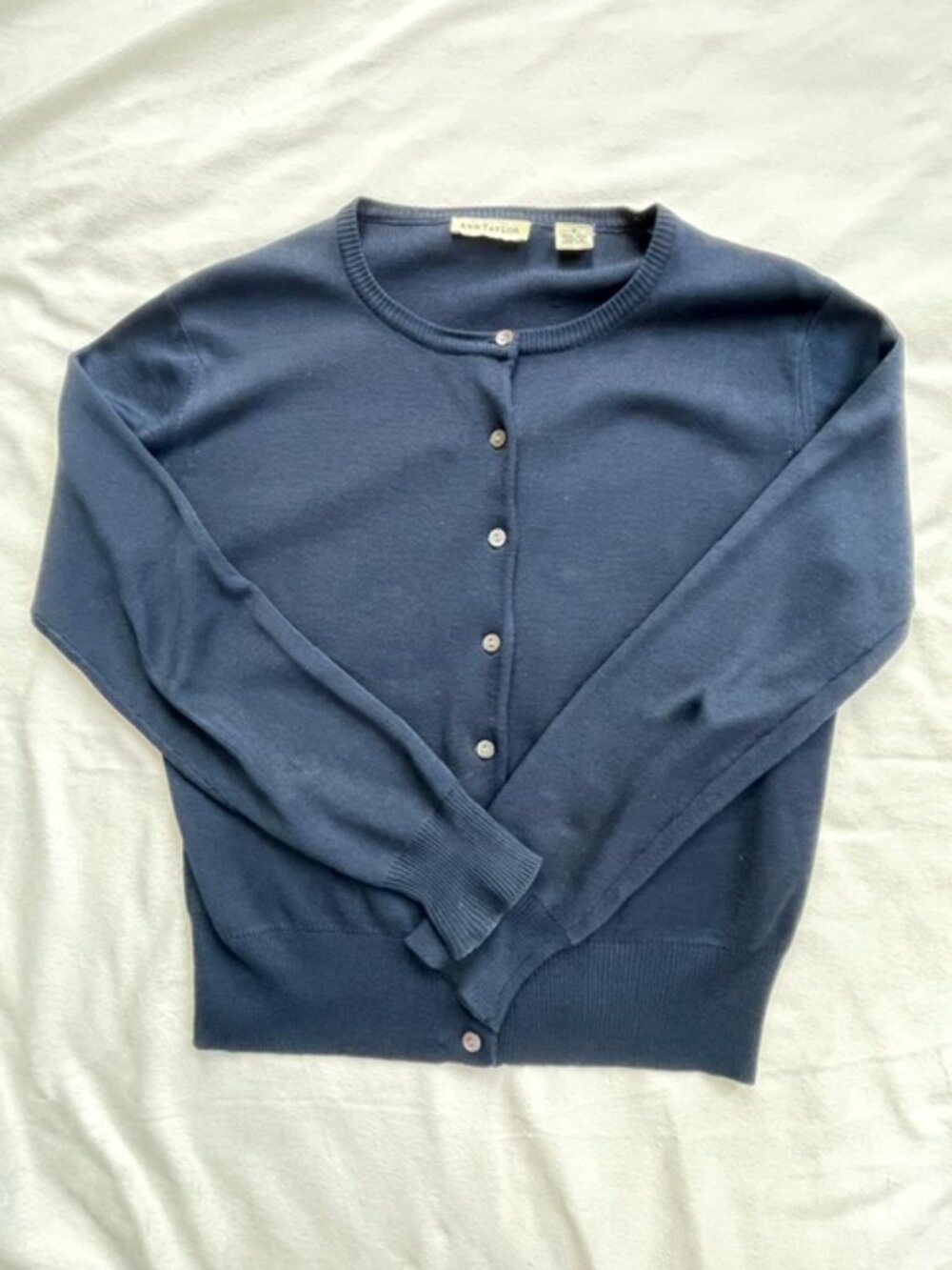 Ann Taylor Cardigan and Tank Sweater Set Women's 100% Silk Navy Blue, Size S - Picture 2 of 11